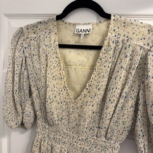 Ganni Georgette Pleated Mini Dress